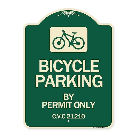 Bicycle Parking By Permit Only C.V.S. 21210 Heavy-Gauge Aluminum Architectural Sign